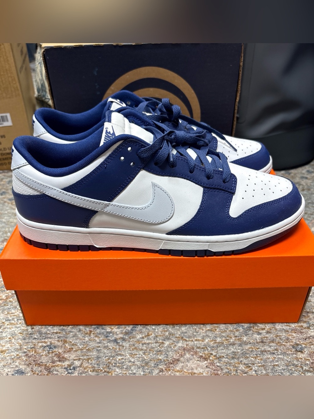 Nike Men’s Low-Top Sneakers - White & Navy Dunks - Picture 3 of 13